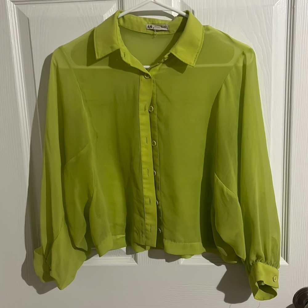 Like green sheer button down